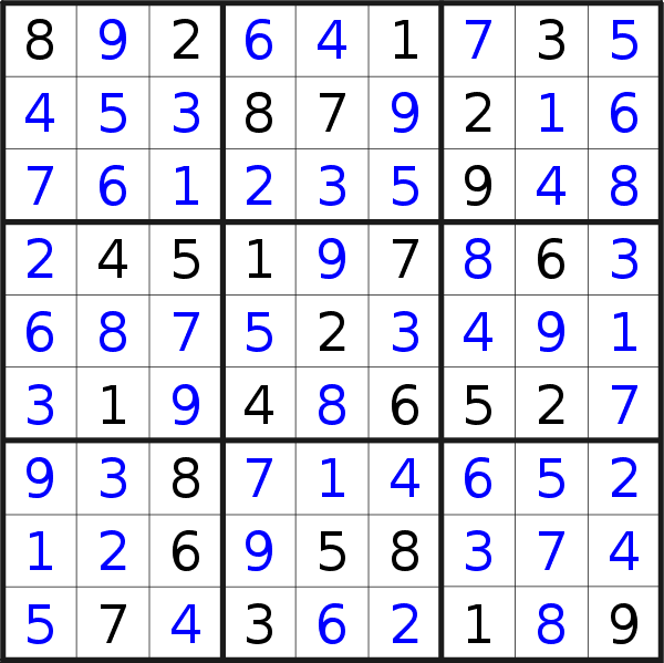 Sudoku solution for puzzle published on Thursday, 6th of April 2023