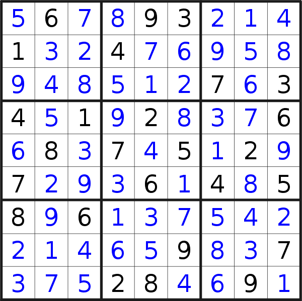 Sudoku solution for puzzle published on Friday, 14th of April 2023