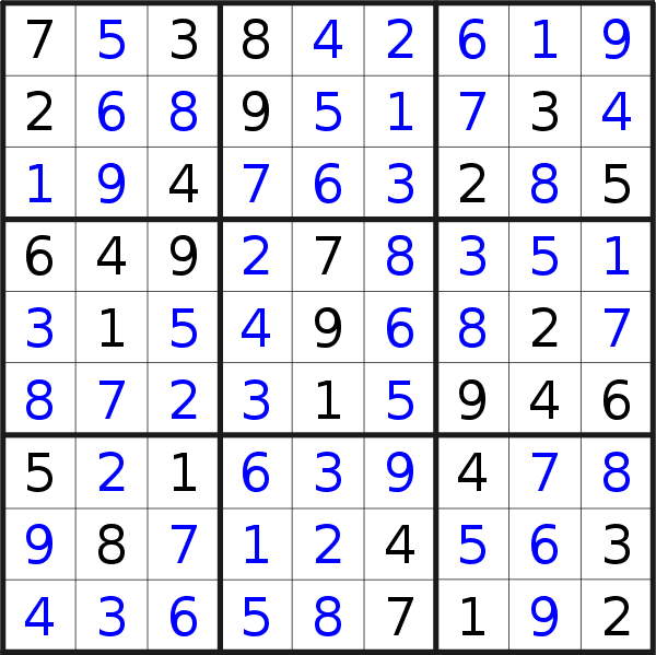 Sudoku solution for puzzle published on Saturday, 15th of April 2023