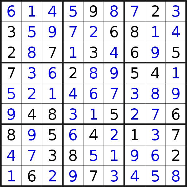 Sudoku solution for puzzle published on Tuesday, 18th of April 2023