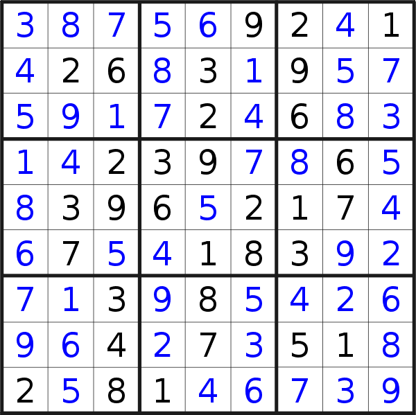 Sudoku solution for puzzle published on Wednesday, 19th of April 2023