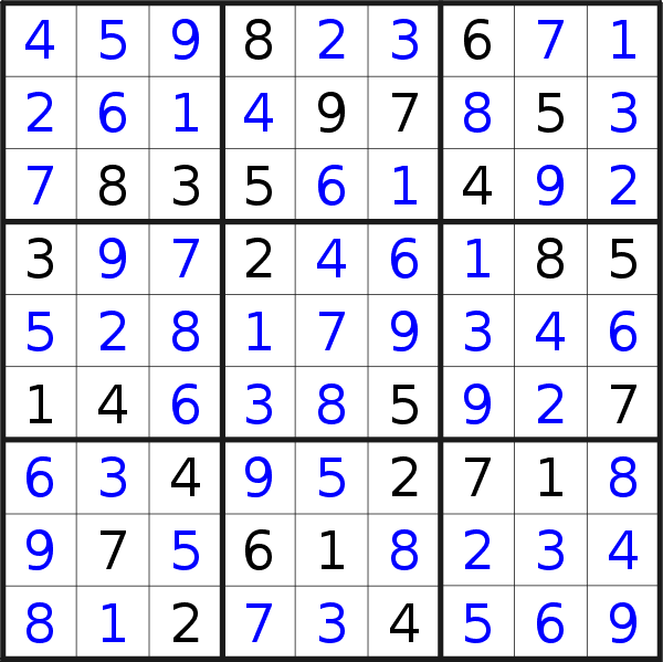 Sudoku solution for puzzle published on Friday, 21st of April 2023