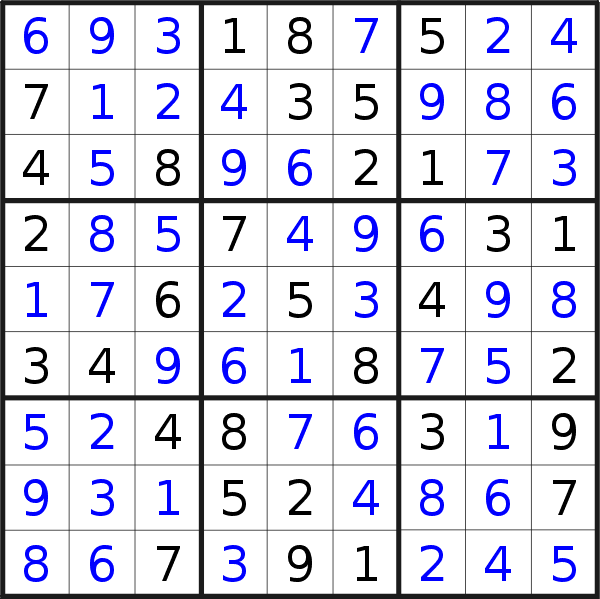 Sudoku solution for puzzle published on Tuesday, 25th of April 2023
