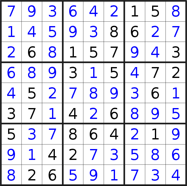 Sudoku solution for puzzle published on Saturday, 29th of April 2023