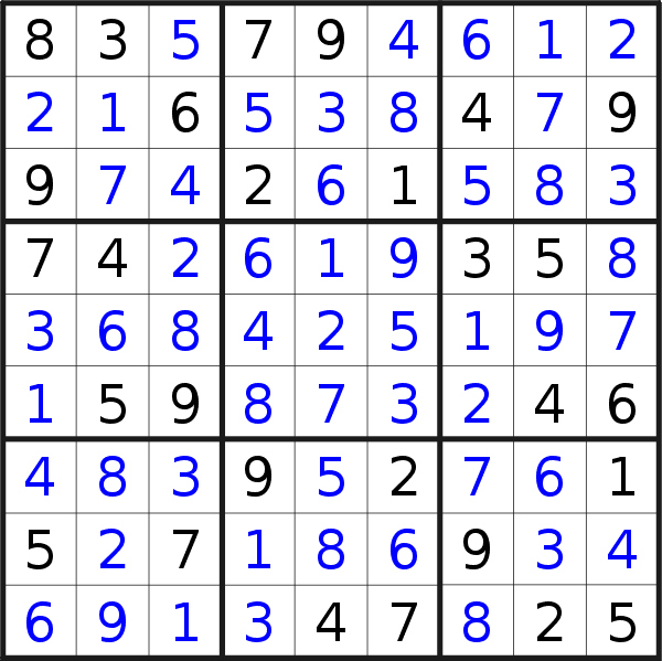 Sudoku solution for puzzle published on Thursday, 4th of May 2023