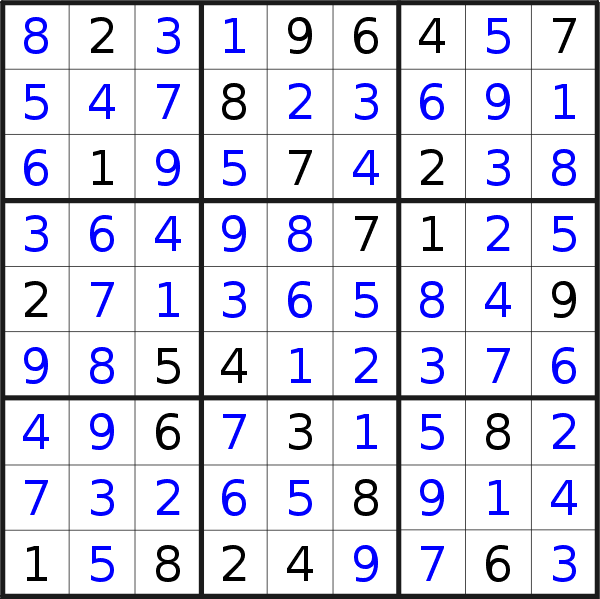 Sudoku solution for puzzle published on Friday, 5th of May 2023