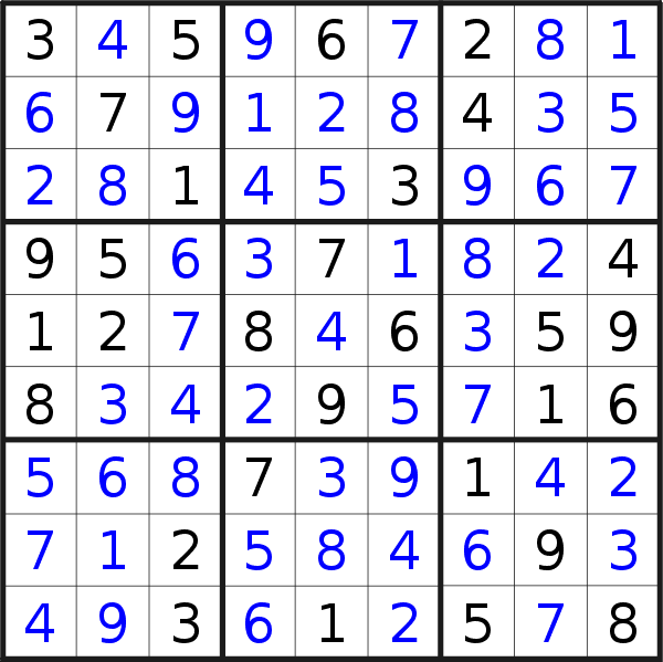 Sudoku solution for puzzle published on Saturday, 6th of May 2023