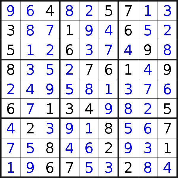 Sudoku solution for puzzle published on Sunday, 7th of May 2023