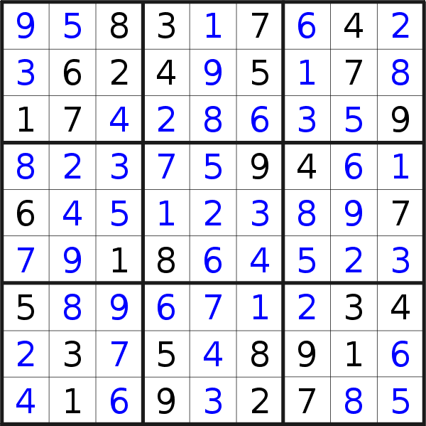 Sudoku solution for puzzle published on Thursday, 11th of May 2023