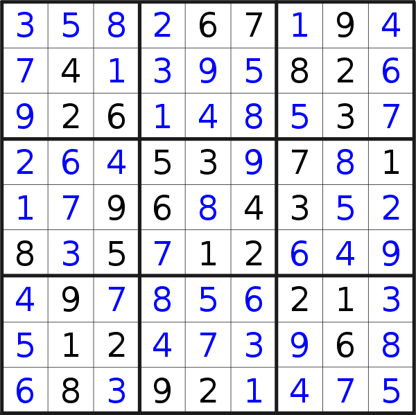 Sudoku solution for puzzle published on Sunday, 14th of May 2023