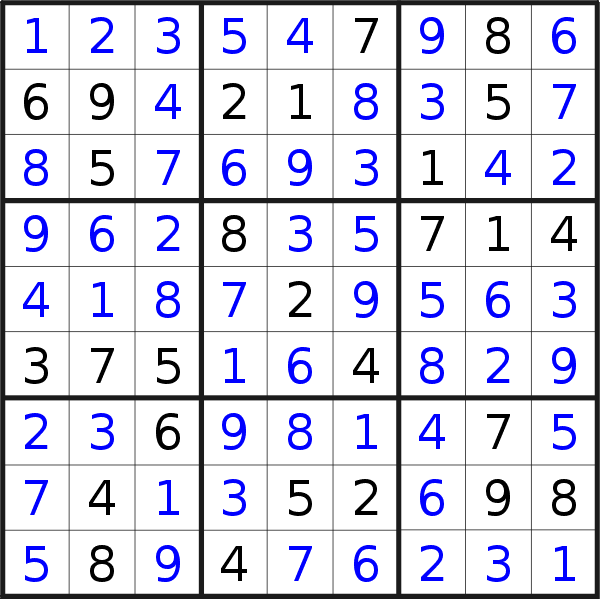 Sudoku solution for puzzle published on Wednesday, 17th of May 2023