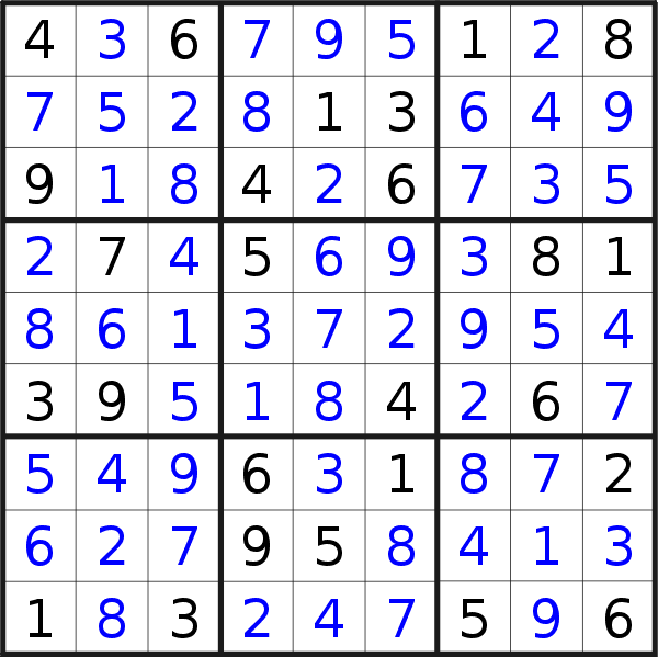 Sudoku solution for puzzle published on Saturday, 27th of May 2023