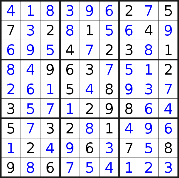 Sudoku solution for puzzle published on Monday, 29th of May 2023