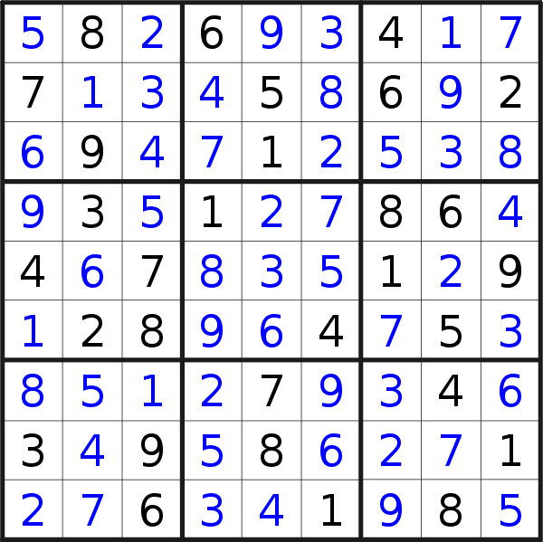 Sudoku solution for puzzle published on Tuesday, 30th of May 2023