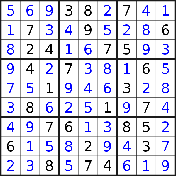 Sudoku solution for puzzle published on Wednesday, 31st of May 2023