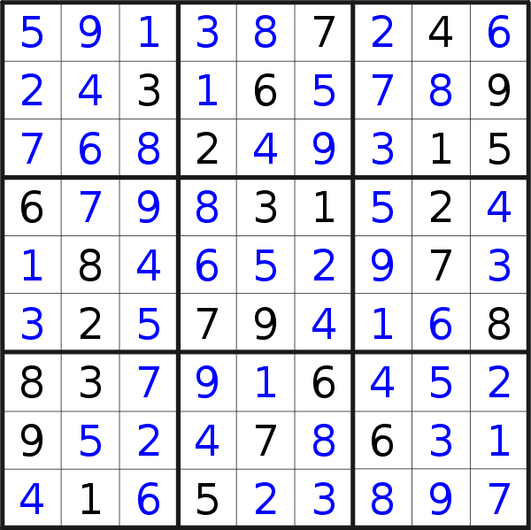 Sudoku solution for puzzle published on Friday, 2nd of June 2023