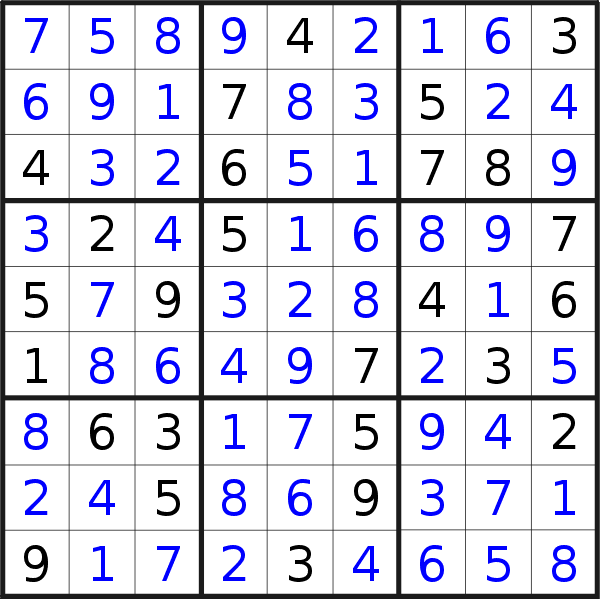 Sudoku solution for puzzle published on Sunday, 4th of June 2023