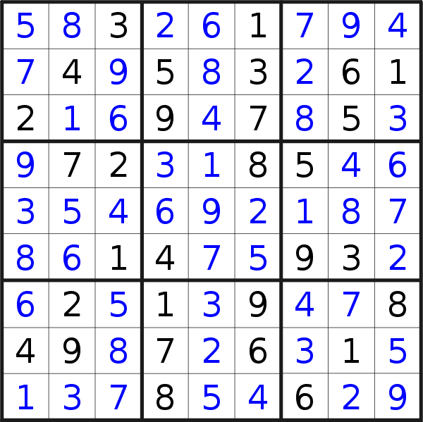 Sudoku solution for puzzle published on Wednesday, 2nd of August 2023
