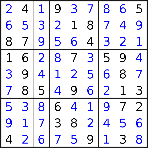 Sudoku solution for puzzle published on Thursday, 3rd of August 2023