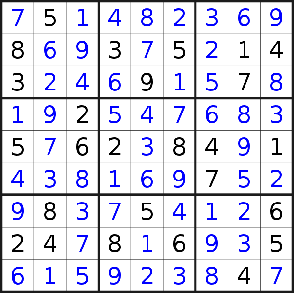 Sudoku solution for puzzle published on Wednesday, 9th of August 2023