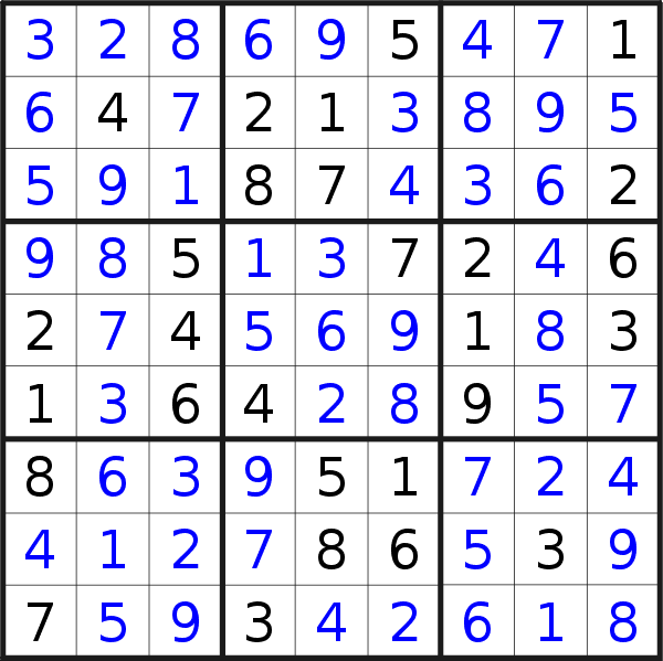 Sudoku solution for puzzle published on Wednesday, 16th of August 2023