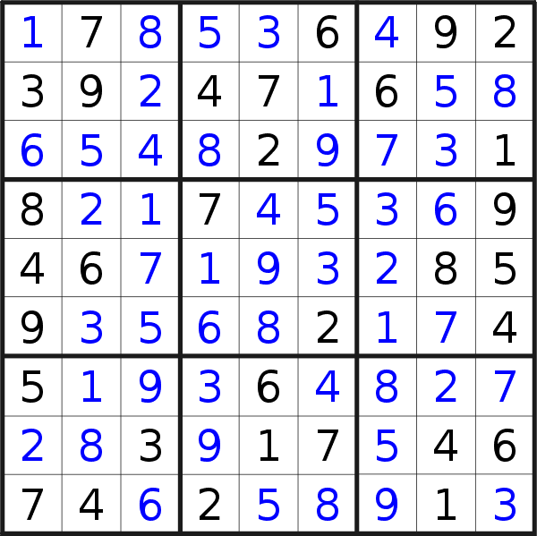 Sudoku solution for puzzle published on Saturday, 26th of August 2023