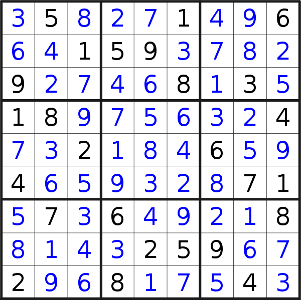 Sudoku solution for puzzle published on Monday, 4th of September 2023