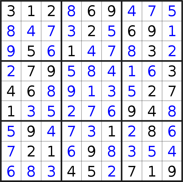 Sudoku solution for puzzle published on Wednesday, 13th of September 2023