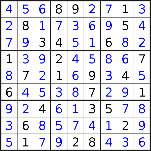 Sudoku solution for puzzle published on Sunday, 17th of September 2023