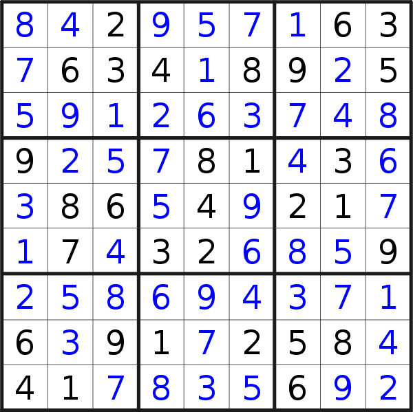 Sudoku solution for puzzle published on Wednesday, 20th of September 2023