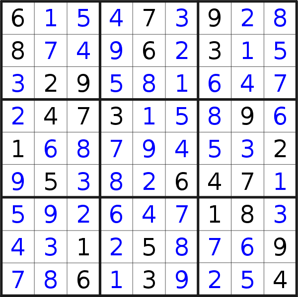Sudoku solution for puzzle published on Friday, 20th of October 2023