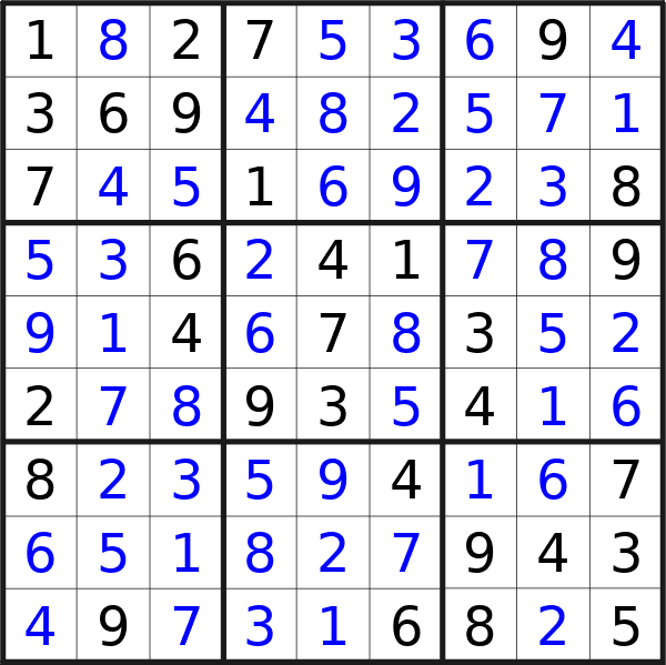 Sudoku solution for puzzle published on Tuesday, 6th of February 2024