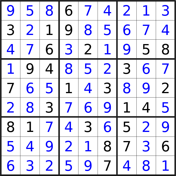 Sudoku solution for puzzle published on Thursday, 8th of February 2024