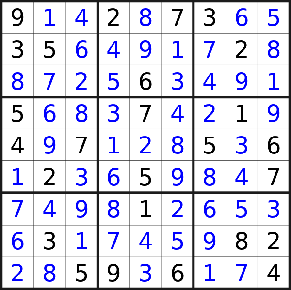 Sudoku solution for puzzle published on Sunday, 11th of February 2024