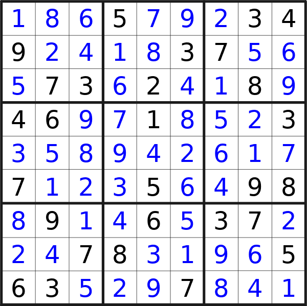 Sudoku solution for puzzle published on Tuesday, 5th of March 2024