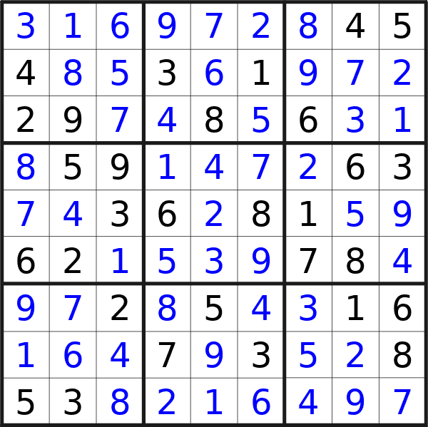 Sudoku solution for puzzle published on Thursday, 7th of March 2024