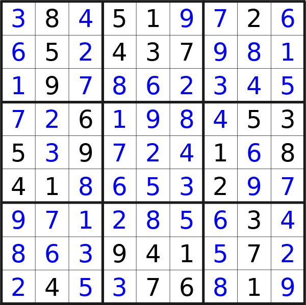 Sudoku solution for puzzle published on Saturday, 9th of March 2024