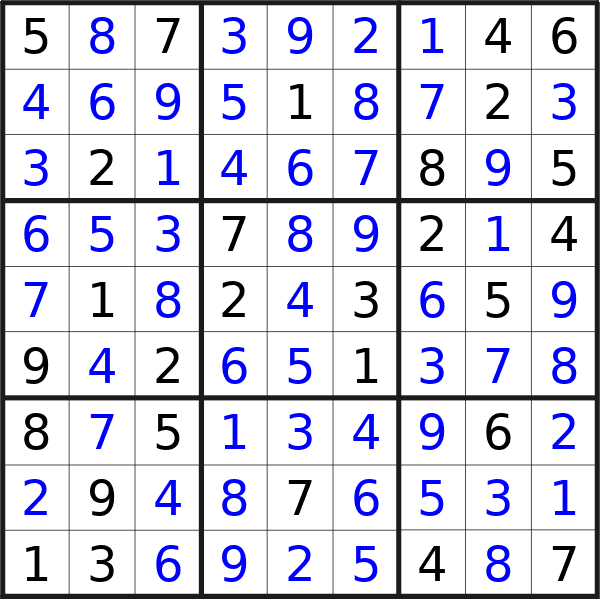 Sudoku solution for puzzle published on Tuesday, 12th of March 2024