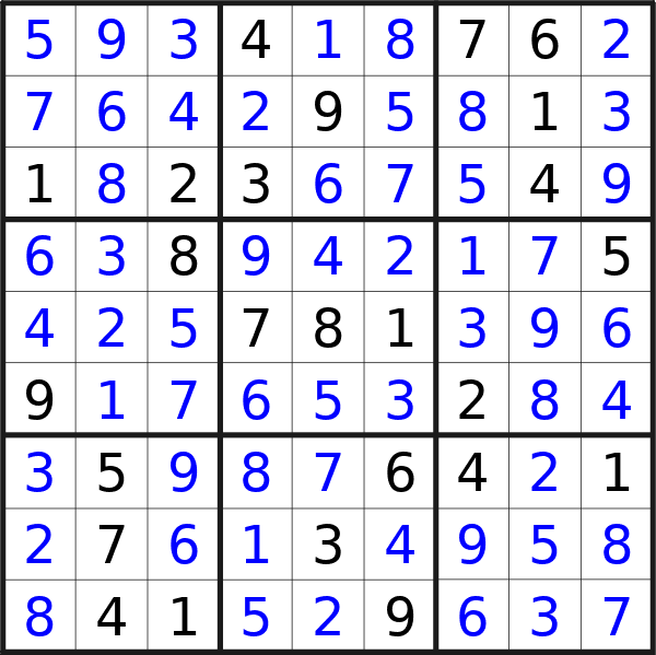 Sudoku solution for puzzle published on Wednesday, 20th of March 2024