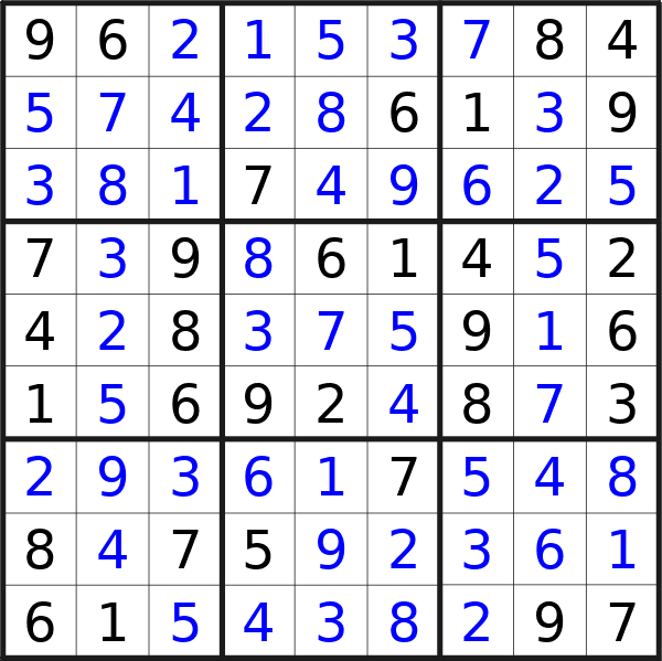 Sudoku solution for puzzle published on Tuesday, 26th of March 2024