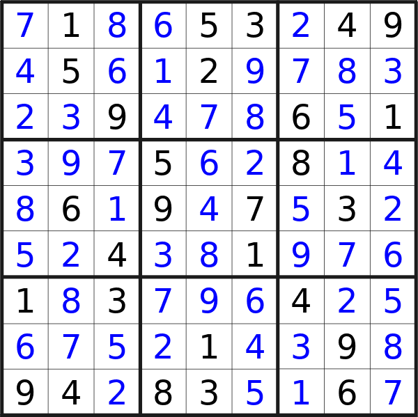 Sudoku solution for puzzle published on Wednesday, 27th of March 2024