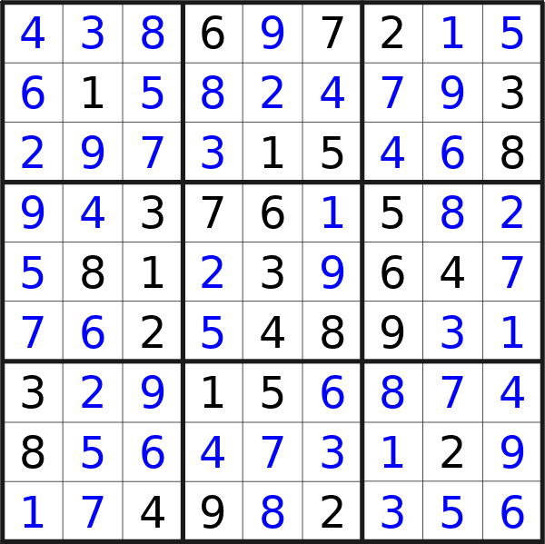 Sudoku solution for puzzle published on Monday, 1st of April 2024
