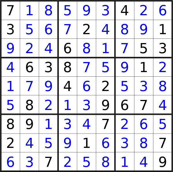 Sudoku solution for puzzle published on Wednesday, 3rd of April 2024