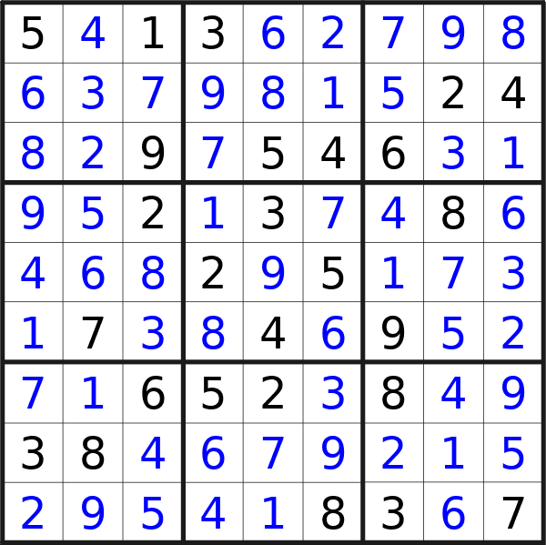 Sudoku solution for puzzle published on Saturday, 6th of April 2024