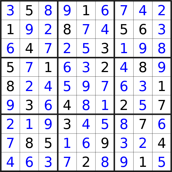 Sudoku solution for puzzle published on Tuesday, 9th of April 2024