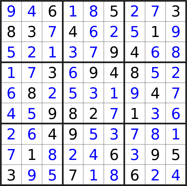 Sudoku solution for puzzle published on Thursday, 18th of April 2024